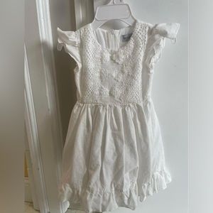 Only Little Once pinafore cream dress with cotton ruffle pettiskirt. size 5.
